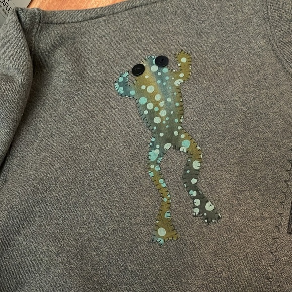 Frog Batik Applique Sweatshirt Cardigan Size L - Picture 3 of 5